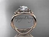 14k rose gold celtic trinity knot engagement ring,wedding ring Moissanite CT790