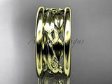 14k yellow gold leaf and vine engagement ring, wedding band ADLR293 - Vinsiena Designs