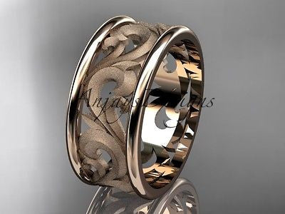 14kt rose gold  leaf and vine engagement ring, wedding band ADLR121 - Vinsiena Designs