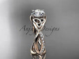 14k rose gold celtic trinity knot engagement ring,wedding ring Moissanite CT790