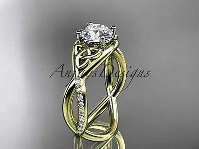 14k yellow  gold celtic trinity knot engagement ring, wedding ring CT790