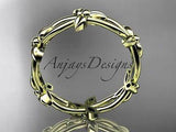 14k yellow gold leaf and vine wedding ring, engagement ring ADLR19C - Vinsiena Designs