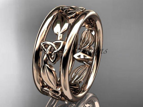 14kt rose gold celtic trinity knot wedding band, engagement ring CT7233G - Vinsiena Designs