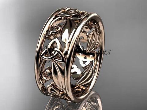 14kt rose gold celtic trinity knot wedding band, engagement ring CT7150G - Vinsiena Designs