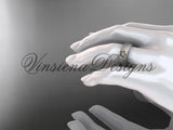 14kt platinum matte finish, floral, two tone engagement ring, wedding band VF301023B - Vinsiena Designs