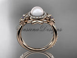 14kt rose gold diamond, Star of David ring, jewish ring, engagement ring, Cultured Pearl VHP10012