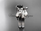 14kt white gold diamond floral engagement set, Enhanced Black Diamond  ADLR324S - Vinsiena Designs