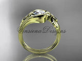 Unique 14kt yellow gold diamond floral engagement ring ADLR324 - Vinsiena Designs
