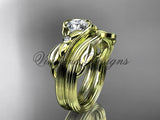 Unique 14kt yellow gold diamond floral engagement set ADLR324S - Vinsiena Designs