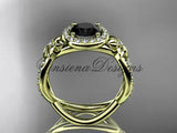 14k yellow gold diamond unique engagement ring, Enhanced Black Diamond ADLR374 - Vinsiena Designs
