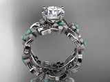 Special Order! Platinum ring with 12 turquoise. Size 8