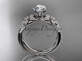 14kt white gold diamond flower,leaf wedding,engagement ring  ADLR221 - Vinsiena Designs