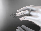 Platinum diamond leaf and vine wedding ring, engagement ring  ADLR151 - Vinsiena Designs