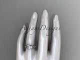 14kt white gold diamond leaf and vine engagement ring  ADLR209 - Vinsiena Designs