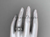 Unique platinum diamond leaf and vine wedding ring, engagement ring ADLR244 - Vinsiena Designs