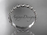 14kt white gold diamond flower wedding band, engagement ring ADLR42 - Vinsiena Designs