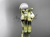 Unique 14kt yellow gold diamond floral pearl engagement set AP324S - Vinsiena Designs