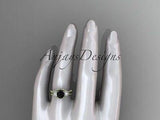 Unique 14k yellow gold diamond engagement ring, enhanced Black Diamond ADLR319 - Vinsiena Designs