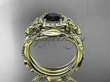 14kt yellow gold diamond celtic, enhanced Black Diamond, engagement set CT7328S - Vinsiena Designs