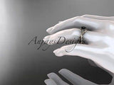 14k rose gold celtic trinity knot engagement ring, wedding  Black Diamond CT790