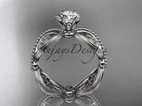 14kt white gold diamond floral wedding ring, engagement ring  ADLR192 - Vinsiena Designs