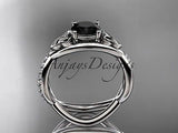 platinum celtic trinity knot engagement ring, wedding ring  Black Diamond CT790