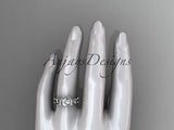 14kt white gold diamond floral engagement ring "Forever One" Moissanite ADLR140 - Vinsiena Designs