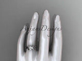 14kt white gold diamond unique engagement ring, wedding ring ADER154 - Vinsiena Designs