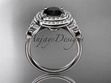14kt white gold diamond floral wedding, engagement ring Black Diamond ADLR133 - Vinsiena Designs