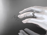 Platinum diamond leaf and vine engagement ring, "Forever One" Moissanite ADLR229 - Vinsiena Designs