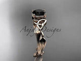 14kt rose gold celtic trinity knot engagement ring Black Diamond CT7251 - Vinsiena Designs