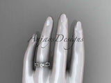 Platinum diamond leaf and vine, engagement ring Moissanite ADLR353