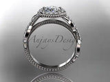 Platinum diamond leaf and vine engagement ring, wedding ring ADLR229P - Vinsiena Designs
