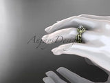 Unique 14kt yellow gold diamond engagement set "Forever One" Moissanite ADLR226S - Vinsiena Designs