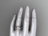 Platinum diamond leaf and vine engagement ring, wedding ring ADLR229P - Vinsiena Designs