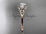 14kt rose gold celtic knot wedding ring, Moissanite, engagement ring CT7375 - Vinsiena Designs