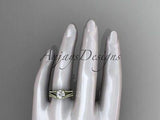 14k yellow gold diamond unique engagement set, wedding ring, Moissanite ADER108S - Vinsiena Designs