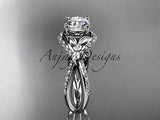14kt white gold diamond flower wedding ring,engagement ring  ADLR218 - Vinsiena Designs