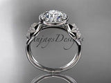 Unique platinum diamond flower wedding ring, engagement ring ADLR219P - Vinsiena Designs