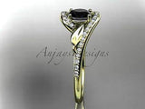 14k yellow gold diamond wedding, engagement ring. Enhanced Black Diamond ADLR317 - Vinsiena Designs