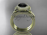 14k yellow gold diamond unique engagement set Black Diamond ADER157S - Vinsiena Designs