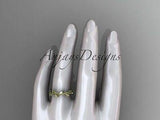 14k yellow gold leaf and vine wedding band, engagement ring ADLR4G - Vinsiena Designs