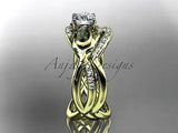 Unique 14kt yellow gold diamond tulip flower wedding, engagement set  ADLR226 - Vinsiena Designs