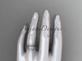 Platinum diamond leaf and vine wedding ring, engagement ring  ADLR151 - Vinsiena Designs