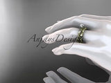 14k yellow gold diamond vine and leaf wedding ring, engagement set ADLR178S - Vinsiena Designs