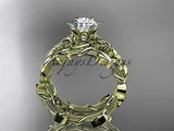 14kt yellow gold diamond celtic trinity knot, Moissanite, engagement set CT7248S - Vinsiena Designs