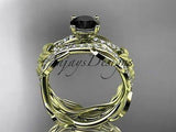 14k yellow gold floral diamond engagement set enhanced Black Diamond ADLR270S - Vinsiena Designs