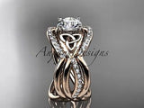 14kt rose gold celtic trinity knot wedding set,double matching band CT790S
