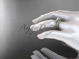14k yellow gold diamond unique engagement set, wedding ring, Moissanite ADER108S - Vinsiena Designs