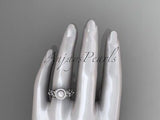 14kt white gold diamond floral wedding ring, engagement ring AP131 - Vinsiena Designs